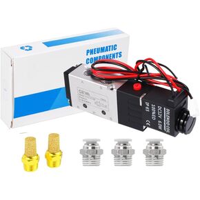 1/4" NPT Pneumatic Solenoid Valve DC 12V Air Solenoid Valve 2-Position 5-Way Connection Type Electric Valve Out of Line with Accessories (DC12V,4V210-08,Out of Line)