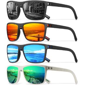 Square Polarized Sunglasses for Men Vintage Style Driving Travel Sun Glasses Lightweight Frame UV Protection Goggles