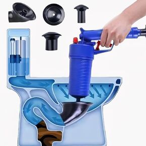 Toilet Plunger, Drain Blockage Removal Tool with 4-Sized Cups,High-Pressure Air Drain Cleaning Gun, Sink Plunger for Bathroom, Kitchen, Bathtub, Toilet, and Floor Drain Pipe
