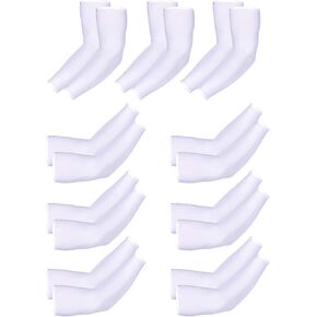9 Pairs Unisex UV Protection Sleeves Arm Cooling Sleeves Ice Silk Arm Sleeves Arm Cover Sleeves (White)