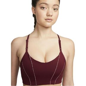 Nike Yoga Indy Women Women's Light-Support Patallic Tape Sports Bra Dark Bra/Night Maroon (AS1 ، Alpha ، M ، العادية ، العادية ، المتوسطة)