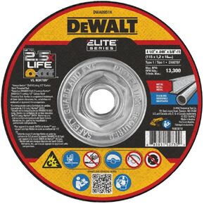 DEWALT DWA8951H 4-1/2" x .045" x 5/8"-11 XP Ceramic Mini Hub Cuttin Wheel Type 1