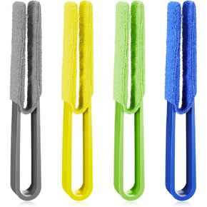 4 Pcs Blinds Duster with 4 Removable Microfiber Sleeves, Window Blind Cleaner Duster Brush 2 Arms Blinds Cleaning Tools for Window Blinds, Air Conditioner Vents, Fans, Car Vents