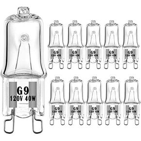 G9 Halogen Bulb 120V 40W T4 Type 2 Pin Base for Range Hood Lights, Microwave Ovens, Bathroom, Chandeliers Light Bulbs Replacement Dimmable Warm White (10 Pack)