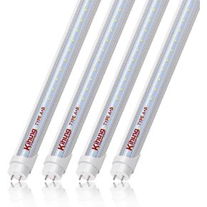 Kihung T8 Led Bulbs 4 Foot Type A+B Tube Light, 24W, 3120LM, 6000K Led Tube Lights 4ft, Plug and Play or Ballast Bypass, T8, T10, T12 Led Replacement for Fluorescent Tubes 4 Pack