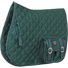 CHALLENGER Horse Quilted English All-Purpose Trail Saddle Pad Hunter Green w/Pockets 7286