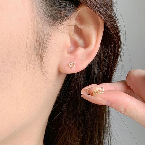5 Pairs Heart Stud Cartilage Earrings for Women Screw Back Love Stud Tiny CZ Hearted Earring Tragus Pierced Ear Valentine Jewelry Gifts (Silvery Heart Studs) in Saudi Arabia
