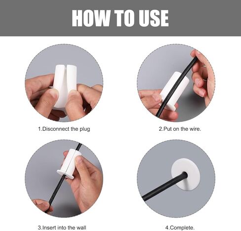 مجموعة توجيه الكابل 4 أجزاء كابلات الحلقات للكابلات جدار الكابل تمر عبر جدار الحائط كابل تمر عبر جروميت أثاث ثقوب السلك الأكمام مناسبة لثغرات سلك سلك الجدار داخل 8.5 ملم in Kuwait