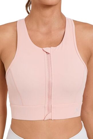 Racerback Sports Bra for Women Longline Yoga Bra Zip Front Crop Top Padded Tank Tops in Saudi Arabia