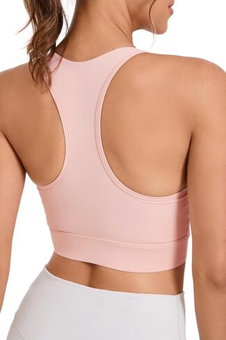 Racerback Sports Bra for Women Longline Yoga Bra Zip Front Crop Top Padded Tank Tops in Saudi Arabia