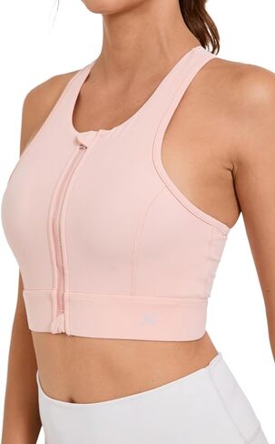 Racerback Sports Bra for Women Longline Yoga Bra Zip Front Crop Top Padded Tank Tops in Saudi Arabia