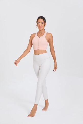 Racerback Sports Bra for Women Longline Yoga Bra Zip Front Crop Top Padded Tank Tops in Saudi Arabia