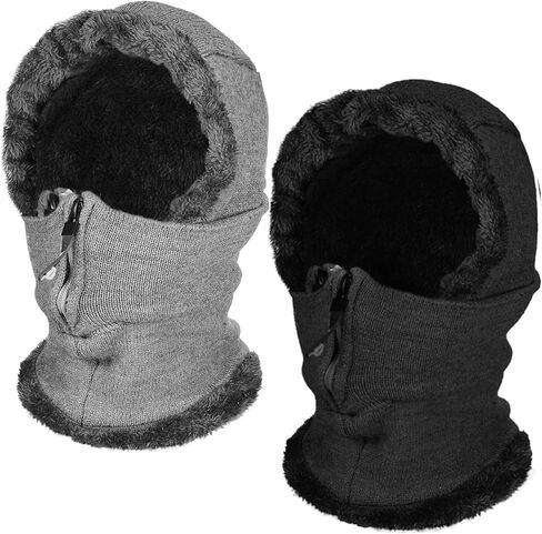 Panitay 2 قطعة الرجال النساء بالاكلافا قبعة أفخم مبطنة بالاكلافا مقنعين الرقبة أدفأ الطقس البارد هود وشاح التزلج الثلوج قبعة صغيرة قبعة الشتاء مقنعين in Kuwait