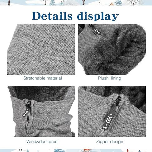 Panitay 2 قطعة الرجال النساء بالاكلافا قبعة أفخم مبطنة بالاكلافا مقنعين الرقبة أدفأ الطقس البارد هود وشاح التزلج الثلوج قبعة صغيرة قبعة الشتاء مقنعين in Kuwait