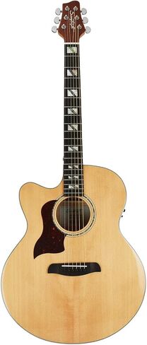 Sawtooth Maple Series Left-Handed Acoustic-Electric Cutaway Jumbo Guitar with Padded Gig Bag and Pick Sampler in Kuwait