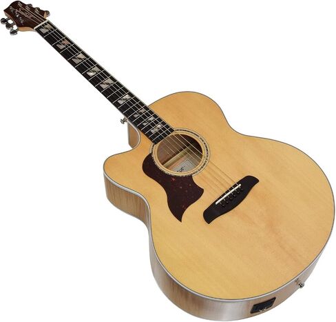 Sawtooth Maple Series Left-Handed Acoustic-Electric Cutaway Jumbo Guitar with Padded Gig Bag and Pick Sampler in Kuwait