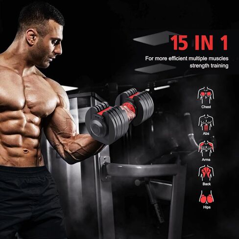 مجموعة الدمبل القابلة للتعديل ، من 4.5 إلى 53 رطلاً ، 15 في 1 مجموعة الدمبل الخالية من الوزن من 2 ، وزنا سريع ضبط الوزن مع مقبض مضاد للانزلاق وصينية لصالة الألعاب الرياضية المنزلية ، وتدريب القوة ، ورفع الأثقال للرجال أعمال المنزل in Kuwait