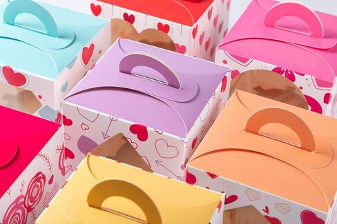 JOYIN 28 Pcs Valentine’s Day Bakery Treat Boxes, Cupcake Boxes with Window for Holiday Pastries, Doughnut, Cookie Gift Giving in Saudi Arabia