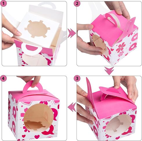 JOYIN 28 Pcs Valentine’s Day Bakery Treat Boxes, Cupcake Boxes with Window for Holiday Pastries, Doughnut, Cookie Gift Giving in Saudi Arabia