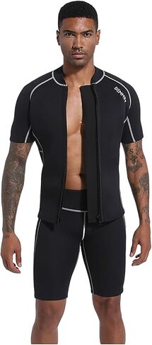 Wetsuit Top Short Sleeve 1.5mm-3mm Neoprene Short Wetsuit Jacket Men Women High Stretch Wetsuit Couple's Front Zip Wetsuit Swim Dive Snorkeling Surf Kayak Canoe in Saudi Arabia