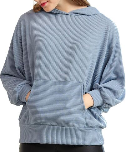 Oversized Dolman Long Sleeves Ribbed Hoodie Sweatshirt in Saudi Arabia