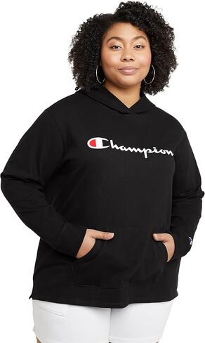 Champion Women's T-Shirt Hoodie, Mid-weight Hooded Jersey Knit Pullover, Jersey Hoodie, Script in Saudi Arabia