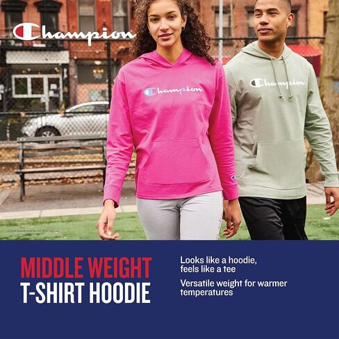 Champion Women's T-Shirt Hoodie, Mid-weight Hooded Jersey Knit Pullover, Jersey Hoodie, Script in Saudi Arabia