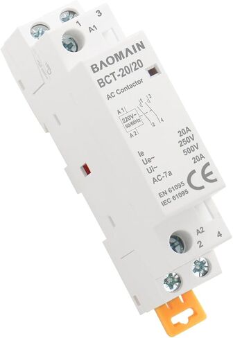 Baomain AC Contactor 20A 2 Pole Normally Open Universal Circuit Control 35mm DIN Rail Mount CE Listed BCT-20/20 (AC 220V, 2NO) in Saudi Arabia