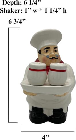 White Chef Hand Painted Ceramic Refillable Salt and Pepper Shaker with Napkin Holder, Kitchen Décor in Kuwait