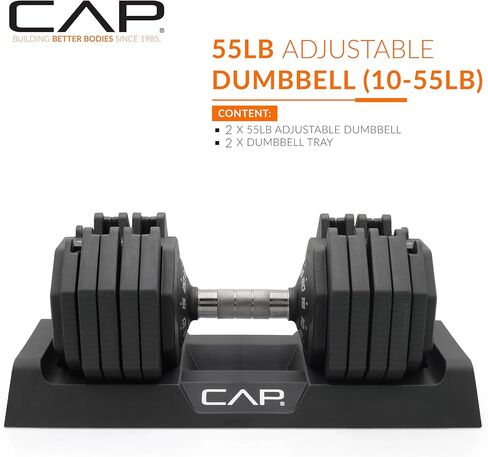 أوزان الدمبل القابلة للتعديل من CAP Barbell ADJUSTABELL - زوج | خيار وزن الزوج 12.5 و25 و55 رطلاً in Kuwait