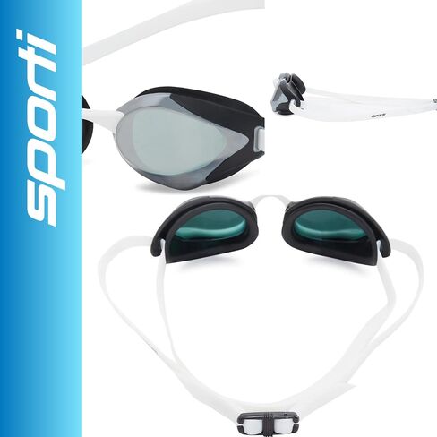 Sporti Mirrored Swim Goggles Adult Women Men, Max Vision for Training & Racing, Anti-Fog, UV Protection Swimming Goggles in Saudi Arabia