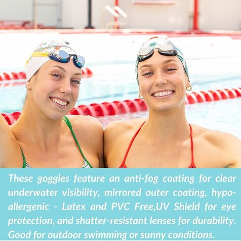 Sporti Mirrored Swim Goggles Adult Women Men, Max Vision for Training & Racing, Anti-Fog, UV Protection Swimming Goggles in Saudi Arabia
