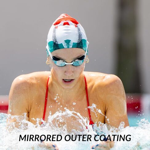 Sporti Mirrored Swim Goggles Adult Women Men, Max Vision for Training & Racing, Anti-Fog, UV Protection Swimming Goggles in Saudi Arabia
