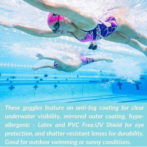 Sporti Mirrored Swim Goggles Adult Women Men, Max Vision for Training & Racing, Anti-Fog, UV Protection Swimming Goggles in Saudi Arabia