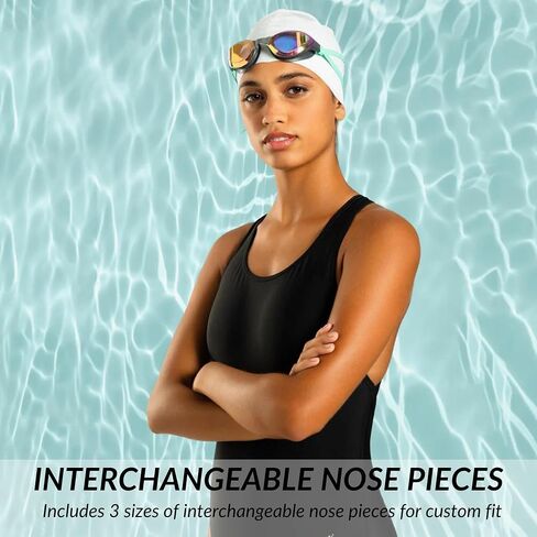 Sporti Mirrored Swim Goggles Adult Women Men, Max Vision for Training & Racing, Anti-Fog, UV Protection Swimming Goggles in Saudi Arabia