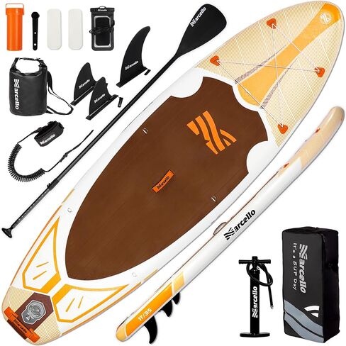 Heriberto Inflatable Paddle Board 11'×34"×6" Ultra-Light Paddle Board with Hand Pump, Leash, Repair Kit, Waterproof Phone Case and Backpack, Paddle Board for Adults in Saudi Arabia