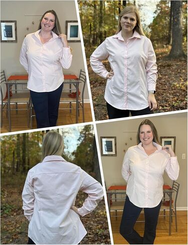 IN'VOLAND Women's Plus Size Long Sleeve Button Down Shirts Casual Collared Office Shirt Blouses Tops in Saudi Arabia