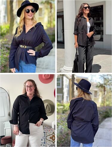 IN'VOLAND Women's Plus Size Long Sleeve Button Down Shirts Casual Collared Office Shirt Blouses Tops in Saudi Arabia