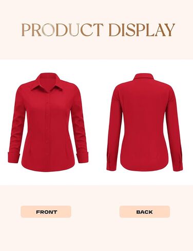 قمصان IN'VOLAND للسيدات مقاس كبير وأكمام طويلة وأزرار سفلية كاجوال وياقة قميص مكتب وبلوزات علوية in Kuwait