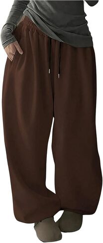 Women's Baggy Pants Drawstring High Waist Wide Leg Pants Loose Jogger Sweatpants Trendy Sweat Pants in Saudi Arabia