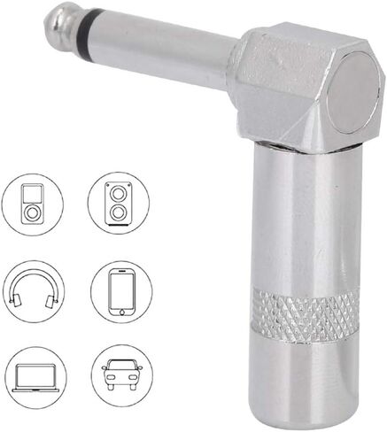 Audio1/4"90Degree Right Angle Plug,5Pcs Audio Right Angle Plugs Audio 90 Degree Right Angle Plug Mono Phone Plug Guitar Audio Jack Connector Microphone Cable Terminal for Speaker/Guitar/Patch/Cables in Kuwait