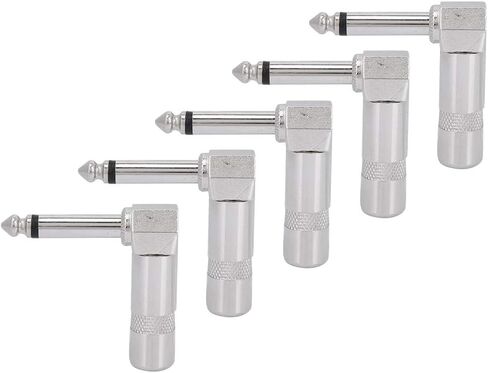 Audio1/4"90Degree Right Angle Plug,5Pcs Audio Right Angle Plugs Audio 90 Degree Right Angle Plug Mono Phone Plug Guitar Audio Jack Connector Microphone Cable Terminal for Speaker/Guitar/Patch/Cables in Kuwait