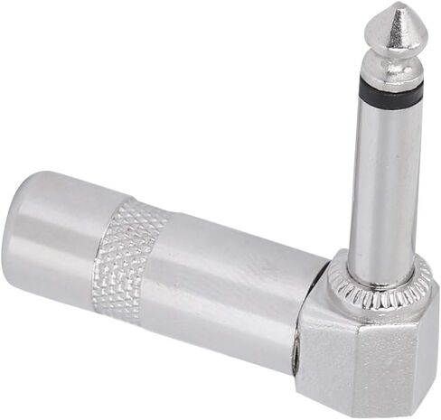 Audio1/4"90Degree Right Angle Plug,5Pcs Audio Right Angle Plugs Audio 90 Degree Right Angle Plug Mono Phone Plug Guitar Audio Jack Connector Microphone Cable Terminal for Speaker/Guitar/Patch/Cables in Kuwait