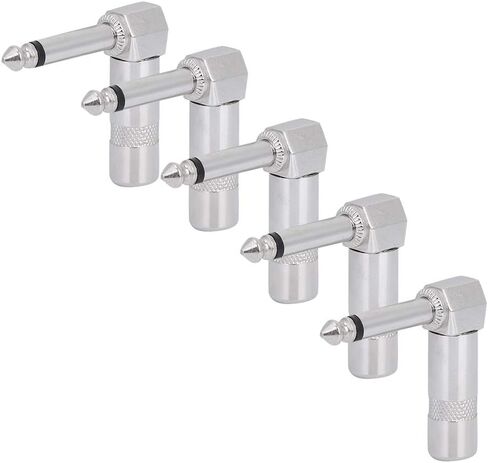 Audio1/4"90Degree Right Angle Plug,5Pcs Audio Right Angle Plugs Audio 90 Degree Right Angle Plug Mono Phone Plug Guitar Audio Jack Connector Microphone Cable Terminal for Speaker/Guitar/Patch/Cables in Kuwait
