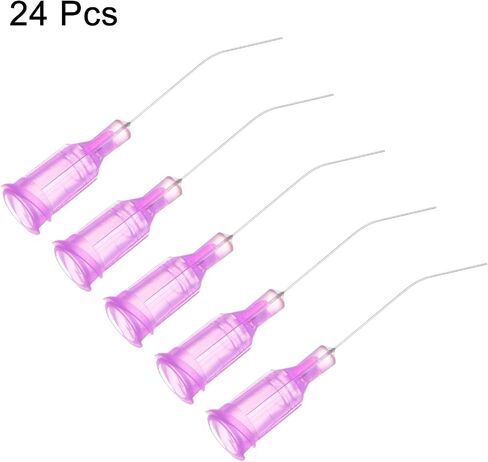 Harfington 24pcs تلميح حادة التخلص من الإبرة 30 بوصة 1 بوصة واجهة المسمار تصميم تدفق عازمة نصائح الاستخلاص مع قفل luer لتوزيع الغراء اللاصقة ، الأرجواني in Saudi Arabia