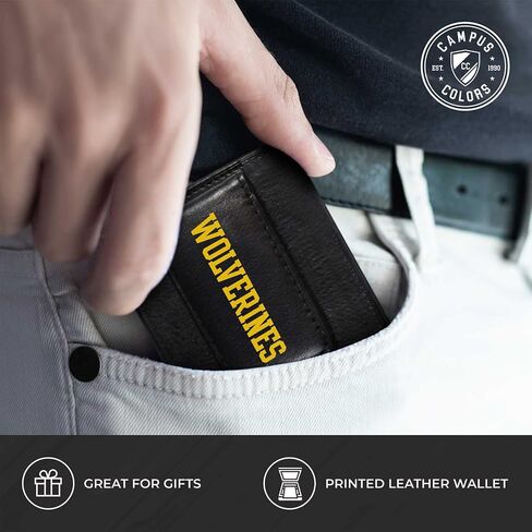 Siskiyou School Logo Leather Card/Cash Holder and Bottle Opener Keychain Bundle, Game Day Fan Accessories (Michigan Wolverines - Black) in Saudi Arabia