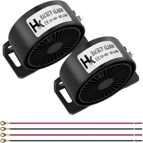HK Truck Back-up Alarm 12V-80V 110DB, Heavy-Duty Car Reverse Horn Backup, Warning with Super Loud Beeper Tone for Trucks, forklifts, Heavy Equipment Vehicles (2 Pcs)