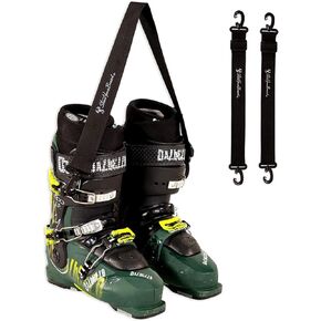 StoreYourBoard Set of (1) Ski and Boot Carrier Straps & (1) Ski and Ski Pole Carrier, Adjustable Shoulder Straps, Hands Free Easy Transport, Hook and Loop Wraps