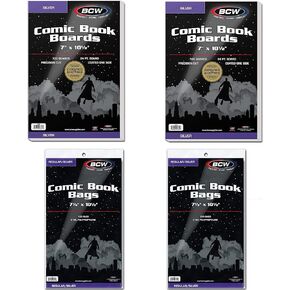 BCW Silver Age Comic Bags and Backer Boards - 2 Pack (200 Total) | Certified Acid-Free, 7x10.5 Inches | Safeguard Your Valuable Silver and Bronze Age Comics