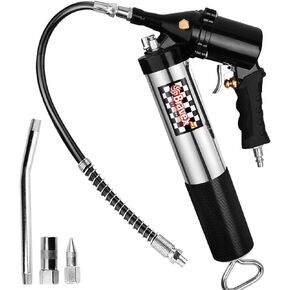 Professional Pneumatic Automatic Grease Gun, Continuous Cycle Heavy Duty 6000 PSI Air Compressor Grease Gun with Flex Hose 18 Inch